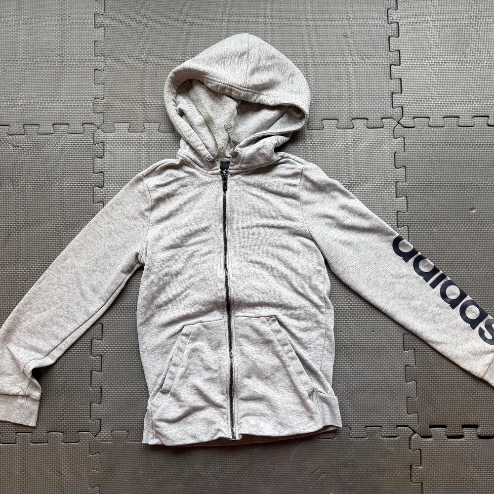 Adidas Heather Grey Full-Zip Hoodie